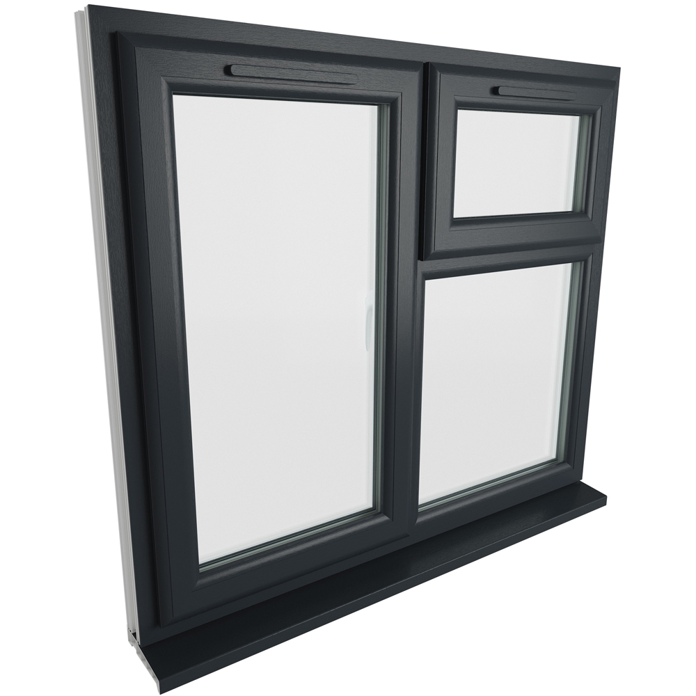 Crystal uPVC Double Glazed Window LH Side Hung and Top Opener Grey White Clear Glass 1190x1040mm Image 9