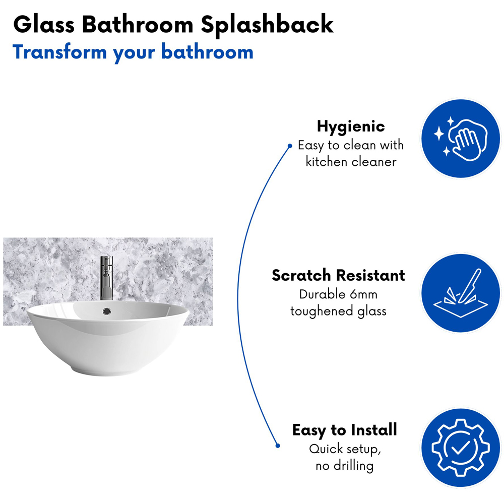 Warren Reed Designer Grey Quartz Effect Bathroom Splashback 25 x 60cm Image 4