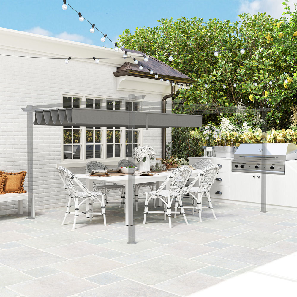 Outsunny 4 x 3m Light Grey Pergola Shade Cover Replacement Canopy Image 4