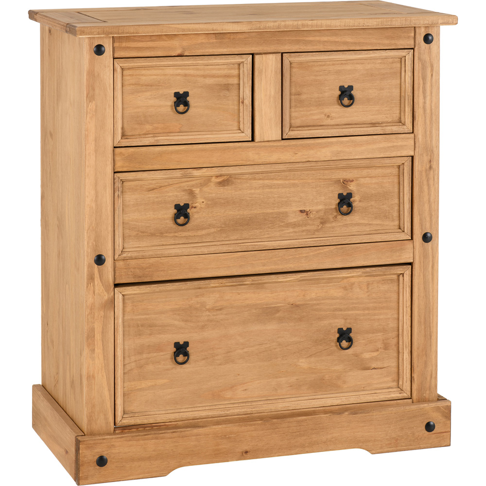 Seconique Corona 4 Drawer Distressed Waxed Pine Chest of Drawers Image 2