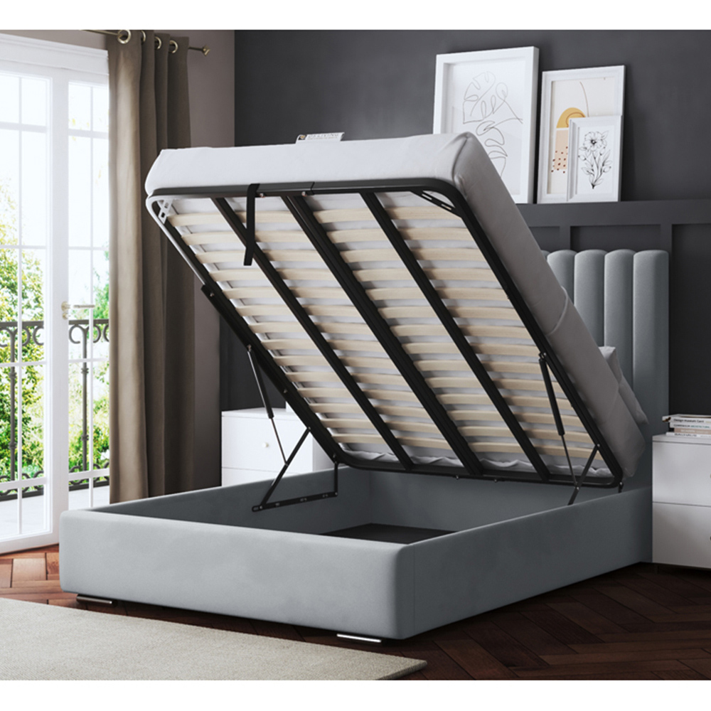DS Living Evangeline Double Silver Upholstered Ottoman Bed with Headboard Image 4