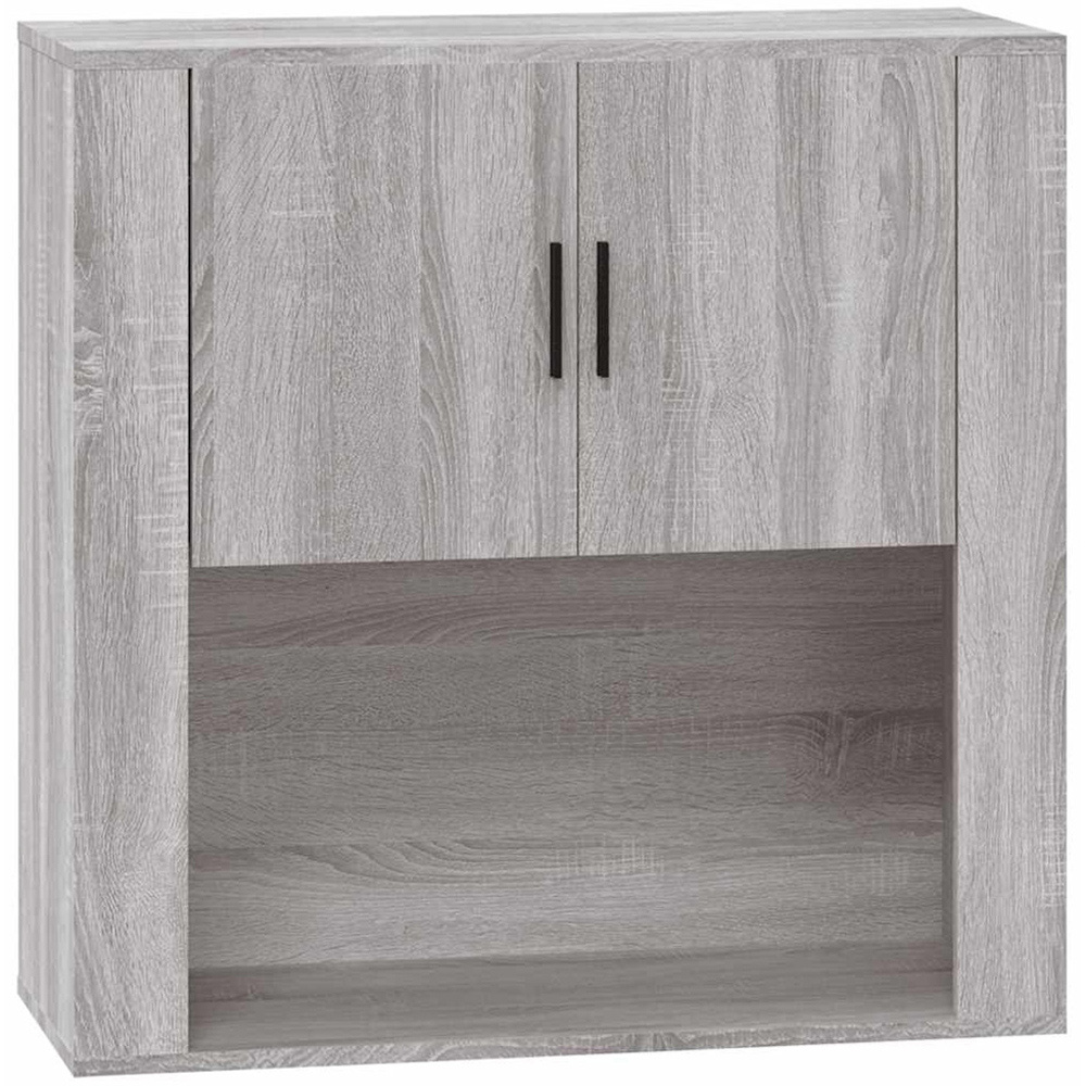vidaXL 2 Door Single Open Shelf Grey Sonoma Wall Mounted Cabinet Image 2