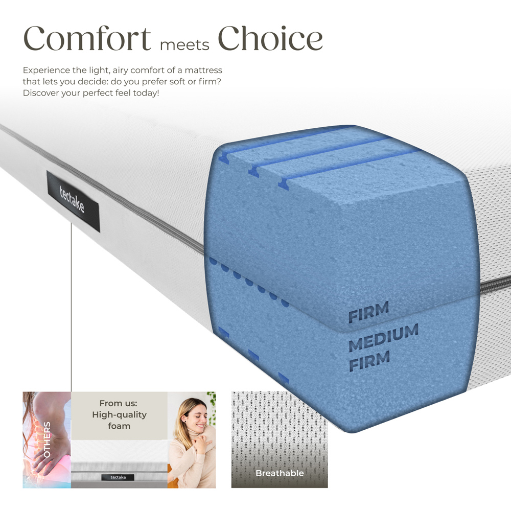 tectake Sky Single 2 in 1 Firmness Level 3D Mesh Cover Mattress Image 4