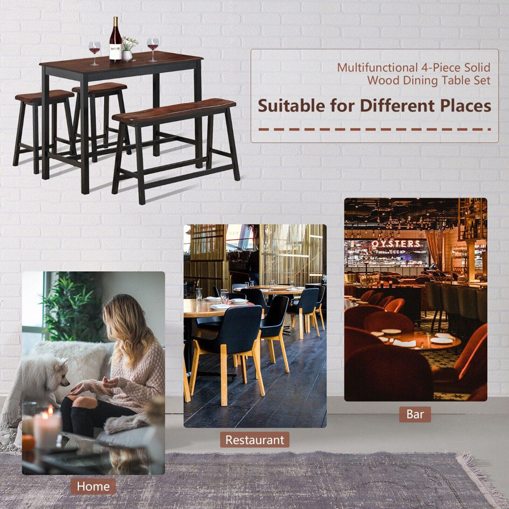 Costway 4 Seater Dining Set Coffee Image 7