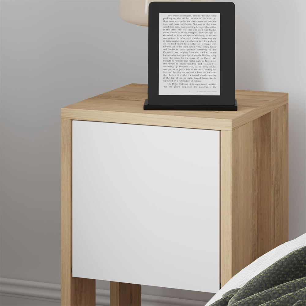 Decortie Ema Oak and White Bedside Table Image 3