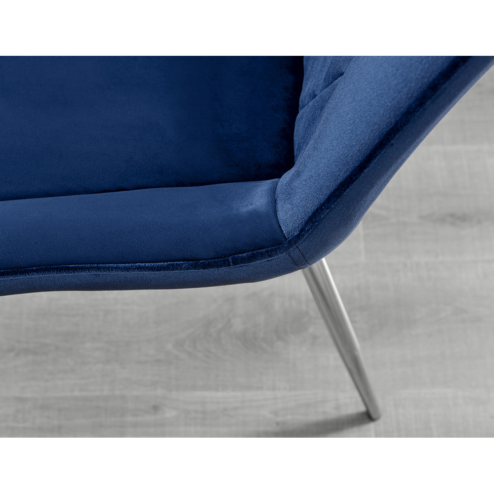 Furniturebox Cesano Set of 2 Navy Blue and Chrome Velvet Dining Chair Image 8