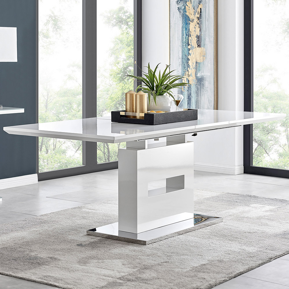 Furniturebox Arenzano 6 Seater Extending Dining Table White High Gloss Image 1