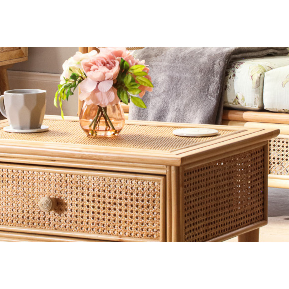 Desser Chester Single Drawer Natural Rattan Coffee Table Image 6