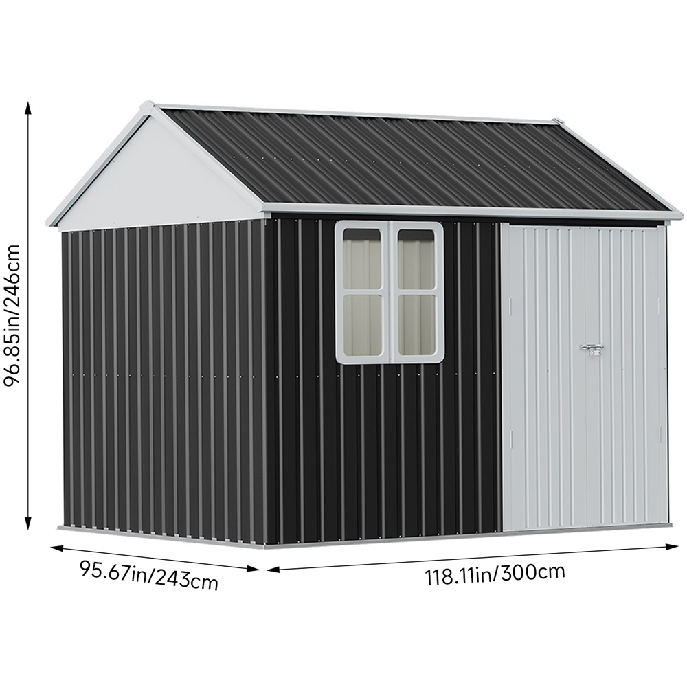 Living and Home 10 x 8ft Metal Apex Garden Storage Shed with Window Image 8