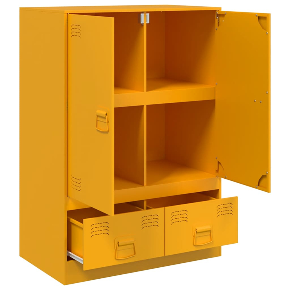 vidaXL 2 Door 2 Drawer Mustard Yellow Cold-Rolled Steel Highboard Image 3
