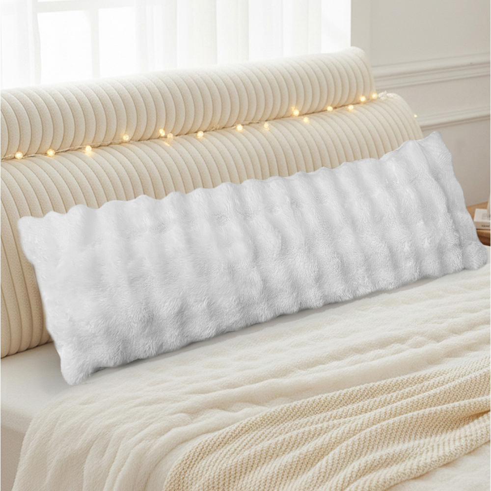 Sweet Dreams Alpine White Faux Fur Bolster Pillow 137 x 40cm Image 2