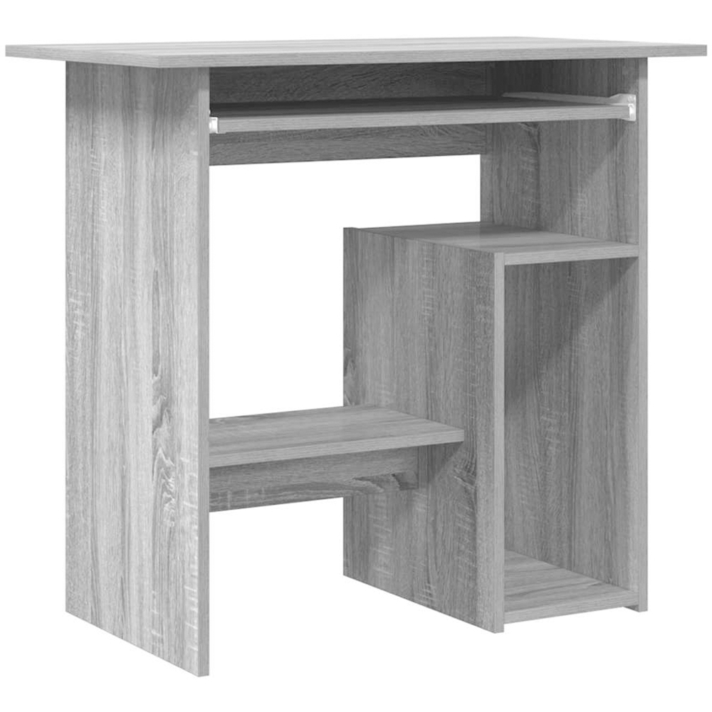 vidaXL 3 Shelf Computer Desk with Keyboard Tray Grey Sonoma Image 2