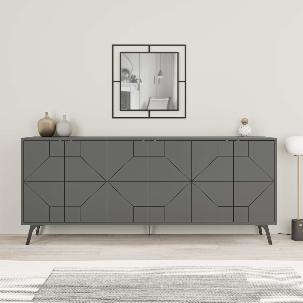 Decortie Dune 6 Door Anthracite Sideboard Image 4