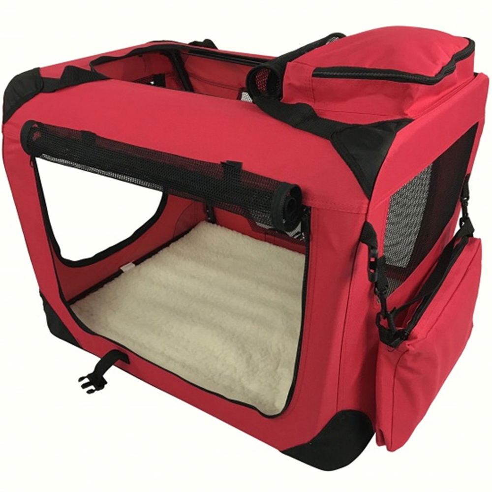 Folding Soft Crate Fabric Pet Carrier - Red - XL Image 2