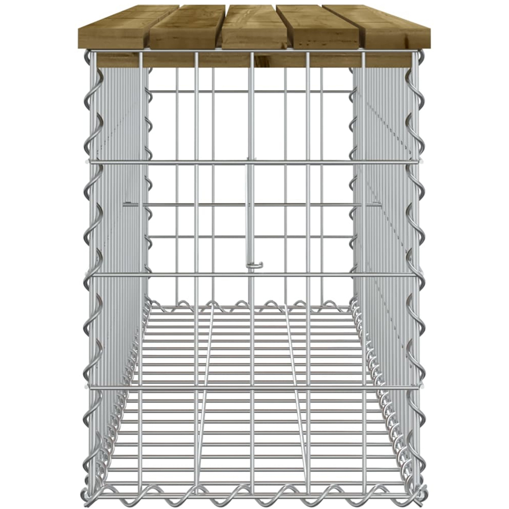 vidaXL Brown Solid Impregnated Pine Wood Gabion Design Garden Bench 103 x 31.5 x 42cm Image 3