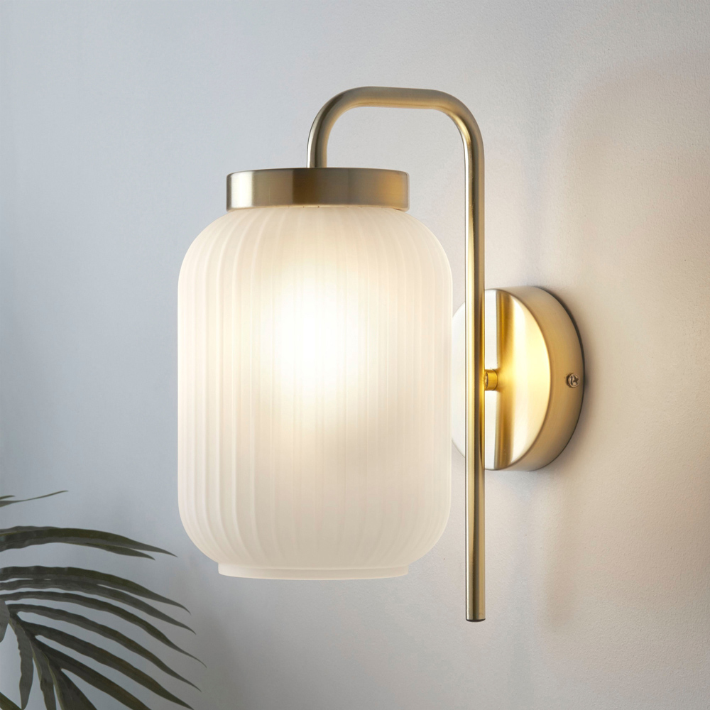 Lighting Collection Matson Frosted White Glass Wall Light Image 2