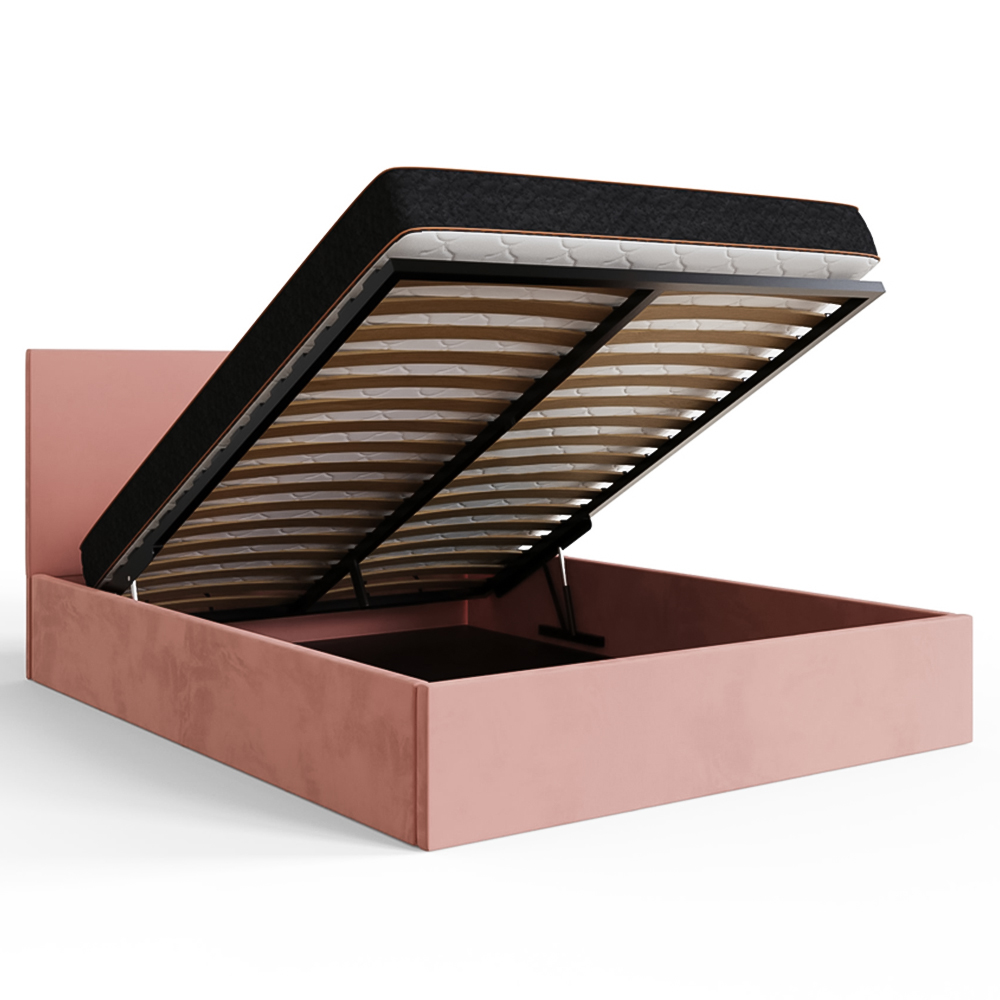 GFW Small Double Blush Pink Velvet End Lift Ottoman Bed Image 6