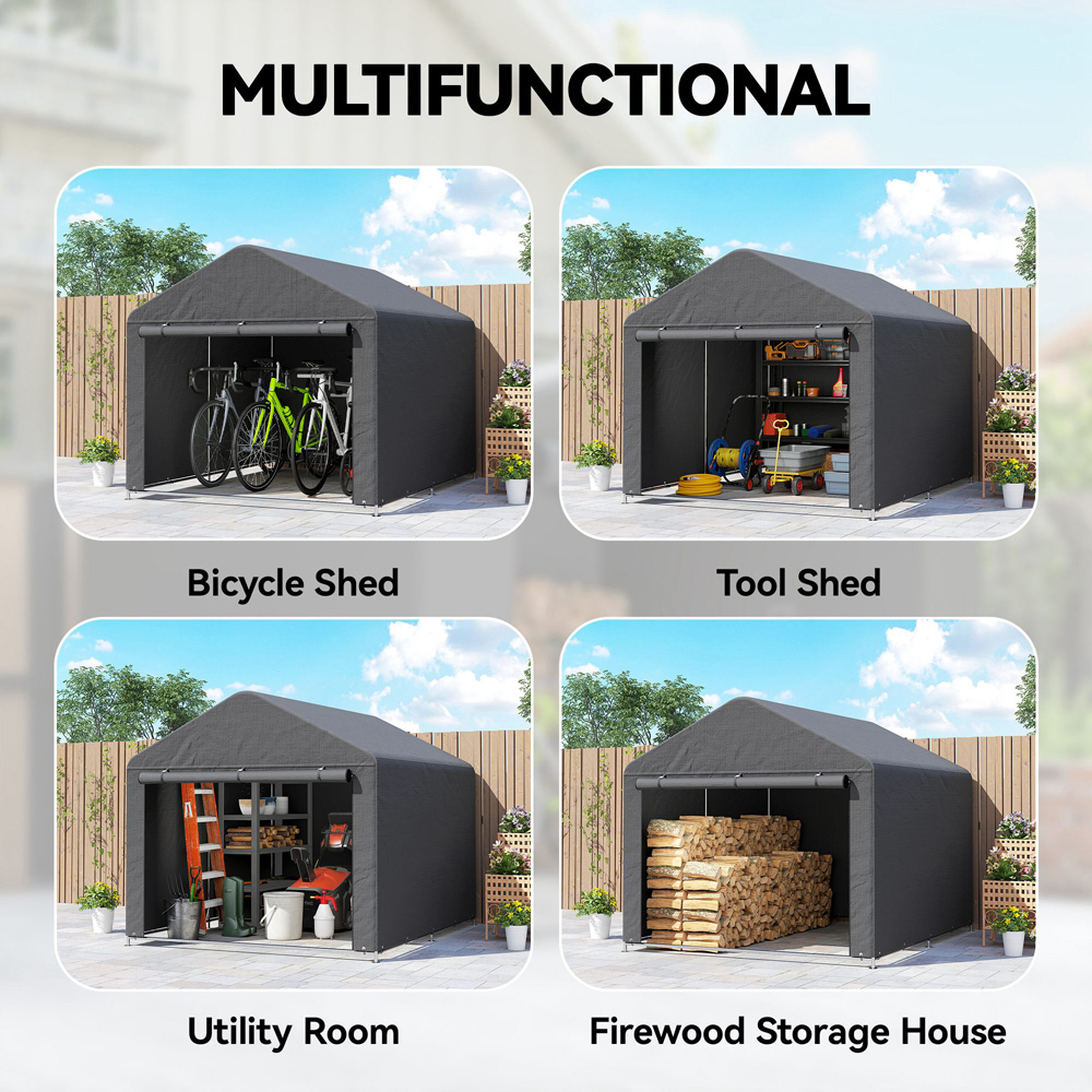Outsunny 6.6 x 7.8ft Dark Grey Garden Bike Storage Shed Image 6