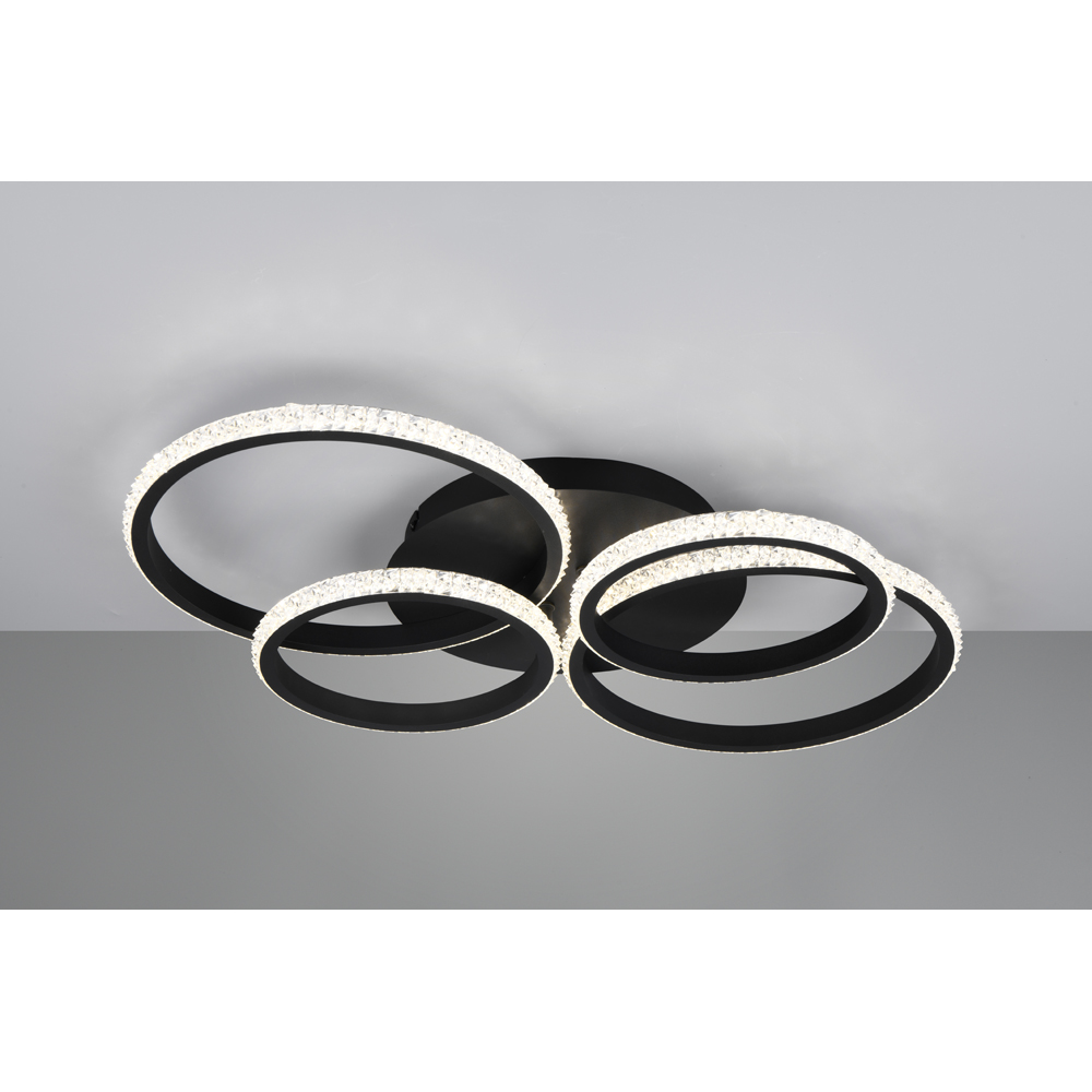 TRIO Cires Matt Black Circles LED Ceiling Light Image 3