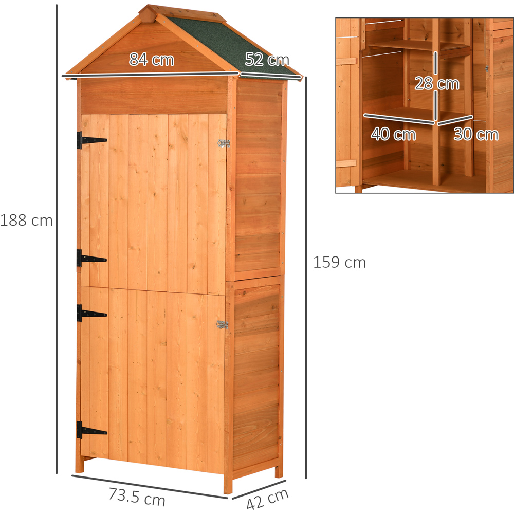 Outsunny 2.8 x 1.7ft 4 Tier Teak Double Door Garden Shed Image 7