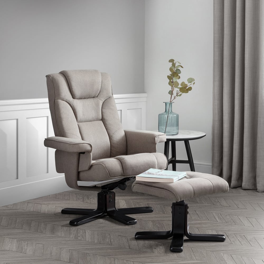 Julian Bowen Malmo Grey Swivel Recliner Chair and Footstool Image 8
