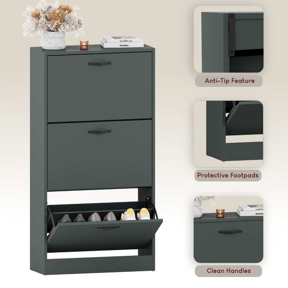 VIDA DESIGNS 3 Drawer Green Shoe Cabinet Image 6