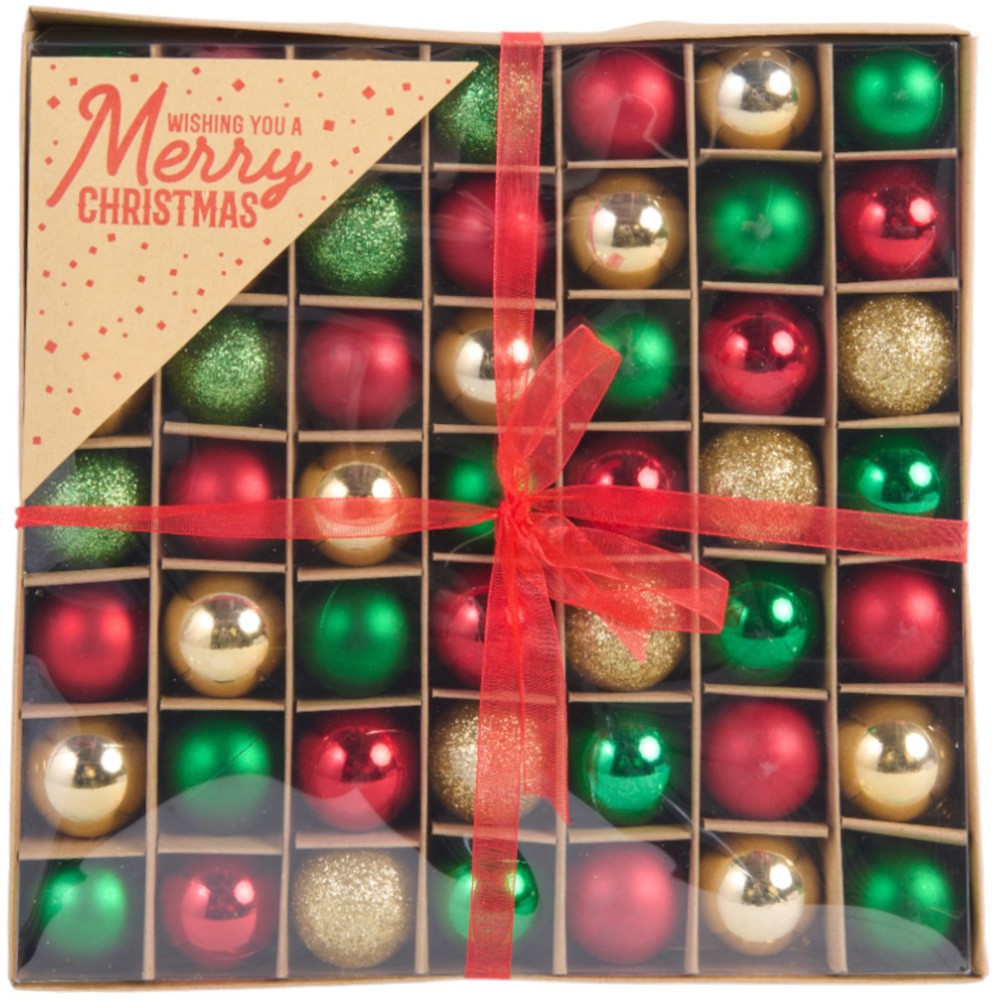 Pack of 49 Traditional Christmas Baubles Image 2