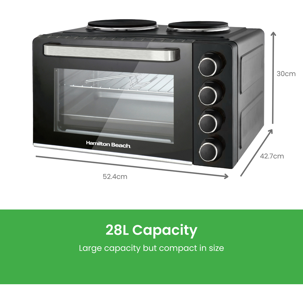 Hamilton Beach HB28HDB 28L Mini Electric Oven with Double Hotplate Image 8