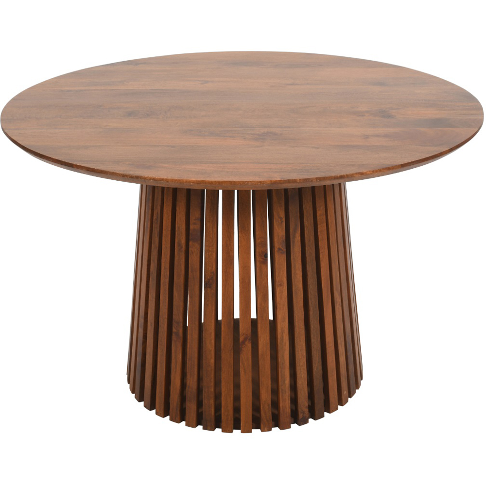 Brooklyn Slatted 6 Seater Mango Wood Round Dining Table Image 3