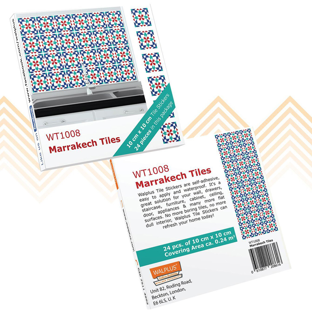 Walplus Marrakech Red Self Adhesive Tile Sticker 24 Pack Image 3