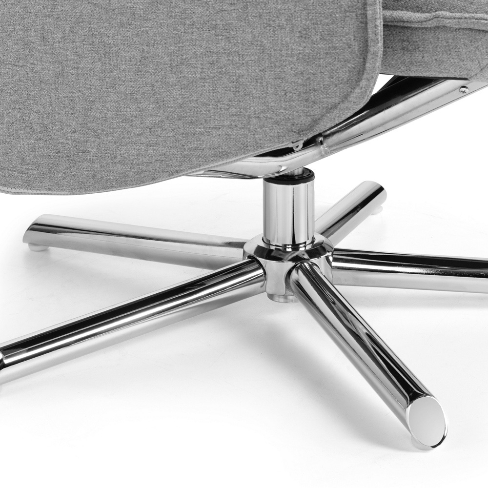 Julian Bowen Aria Grey Linen Swivel Recliner Chair and Stool Image 8