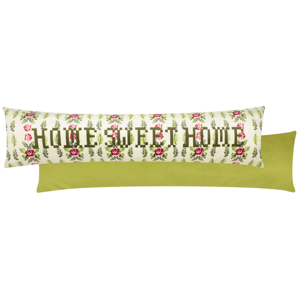 Furn Christmas Feeoni Willow Green Home Sweet Home Velvet Draught Excluder 20 x 92cm Image 2