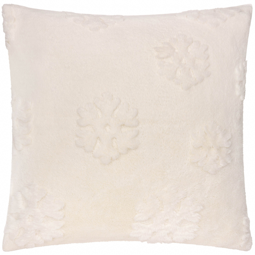 Furn Snowflakes Snow White Faux Fur Cushion 50 x 50cm Image 1