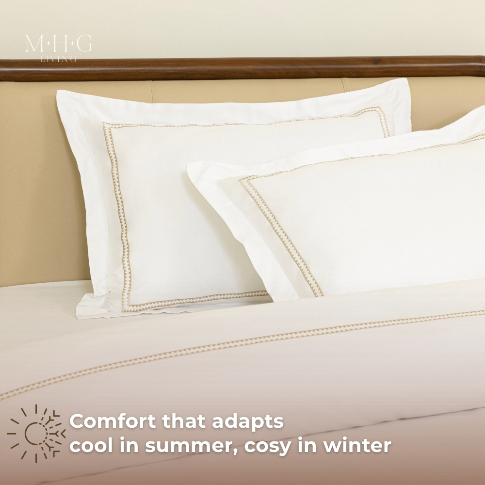 MHG Living King Size Mayfair Gold 200 Thread Count Duvet Cover Set Image 8
