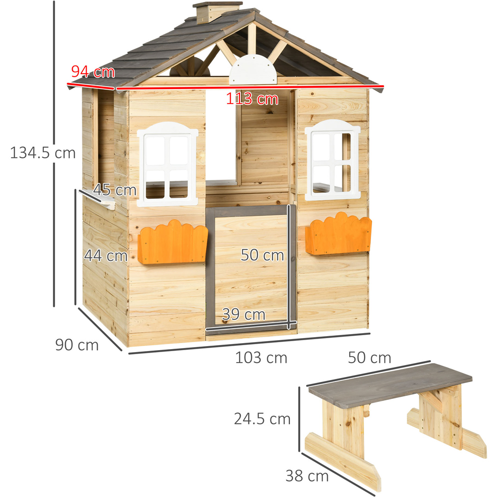 Outsunny Kids Wooden Playhouse 3.4 x 3ft Image 7