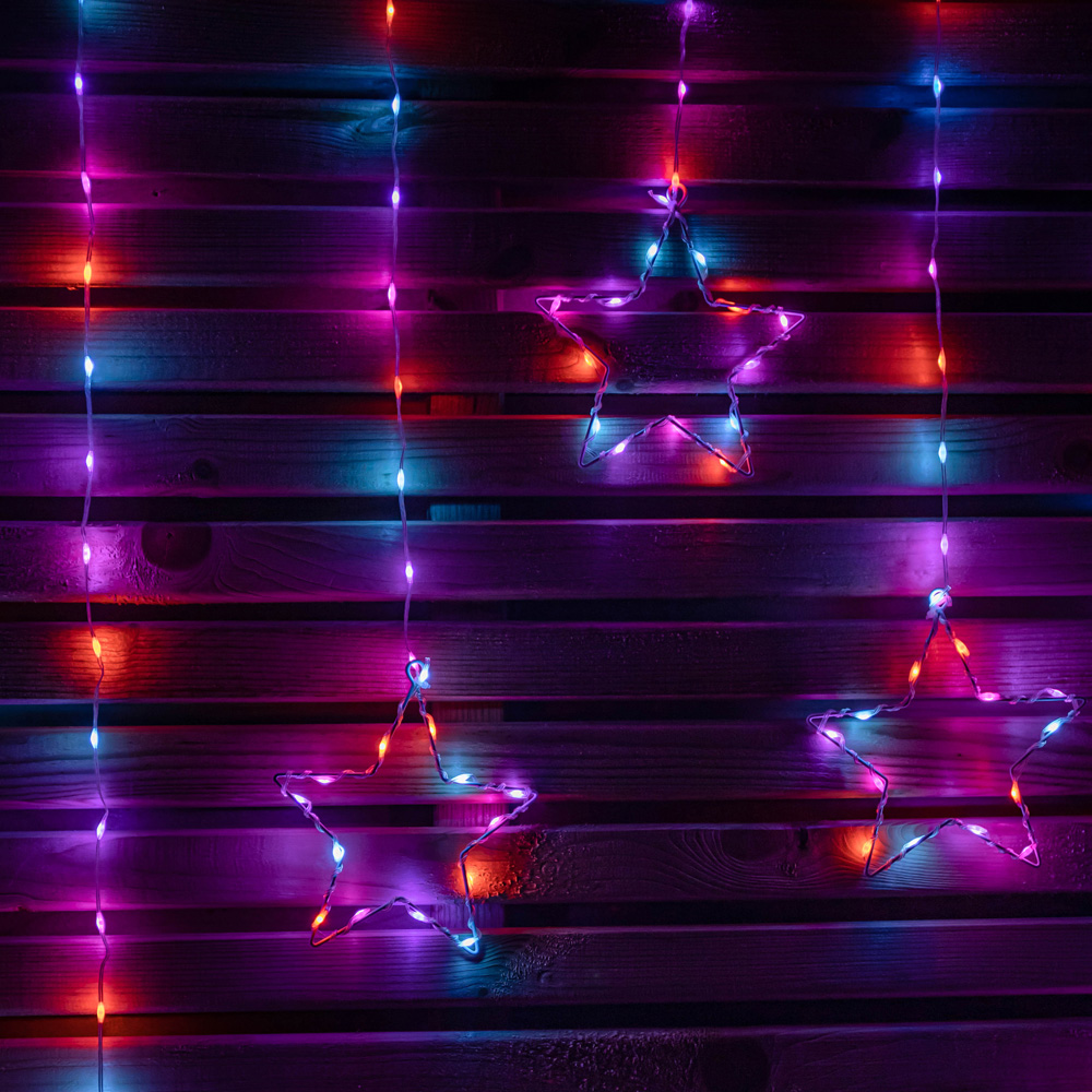 Samuel Alexander FlexiBrights 258 Rainbow LED Star Clear Cable Curtain Light 1.2 x 1.2m Image 7