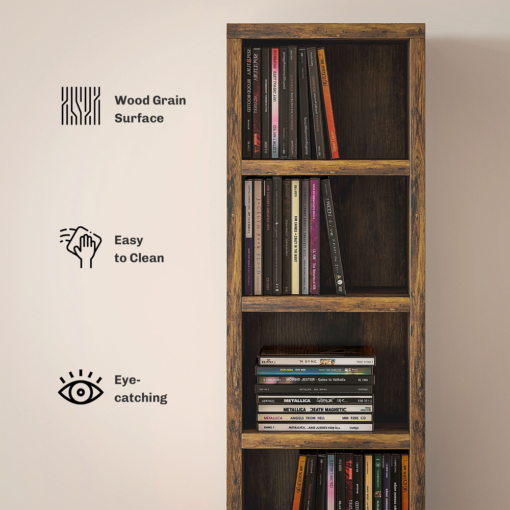 HOMCOM 204 CD Rustic Brown Tall Bookshelf with Cubes Image 5
