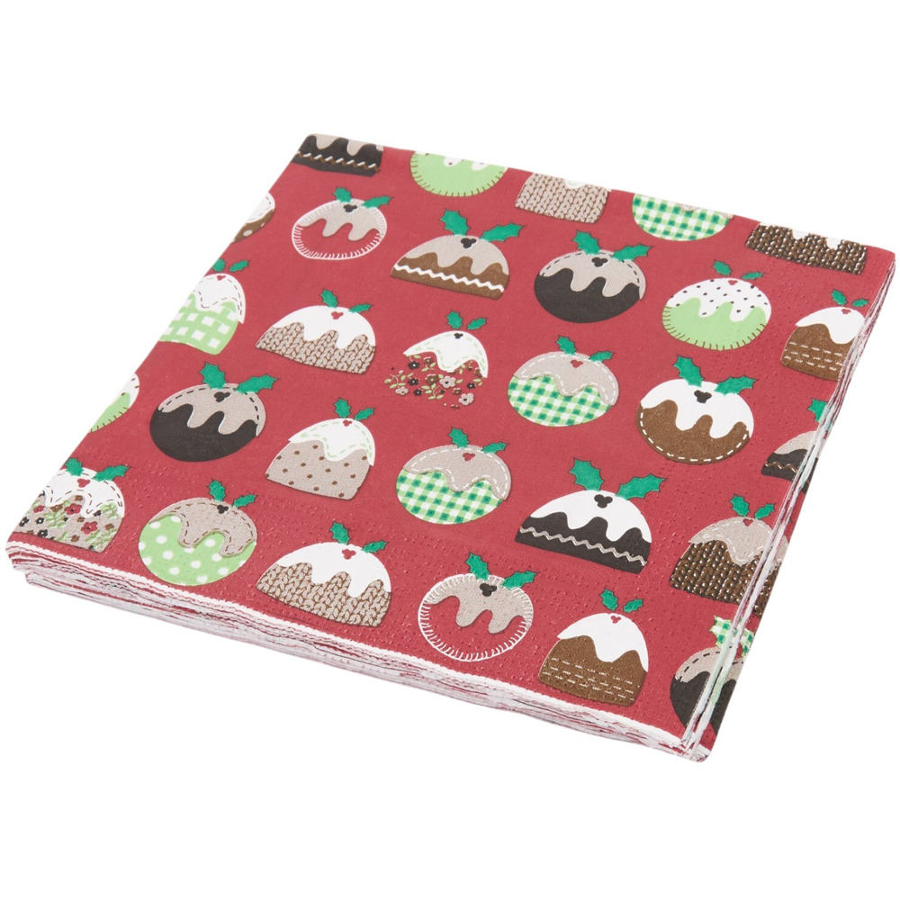 Pack of 20 Christmas Pudding Paper Napkins Image 2