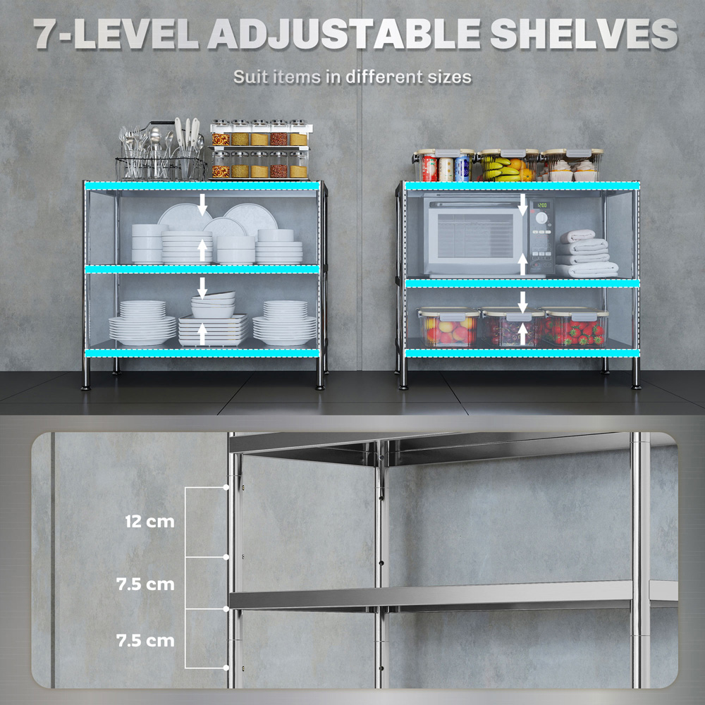 Portland 3 Tier Stainless Steel Bakers Rack Image 6