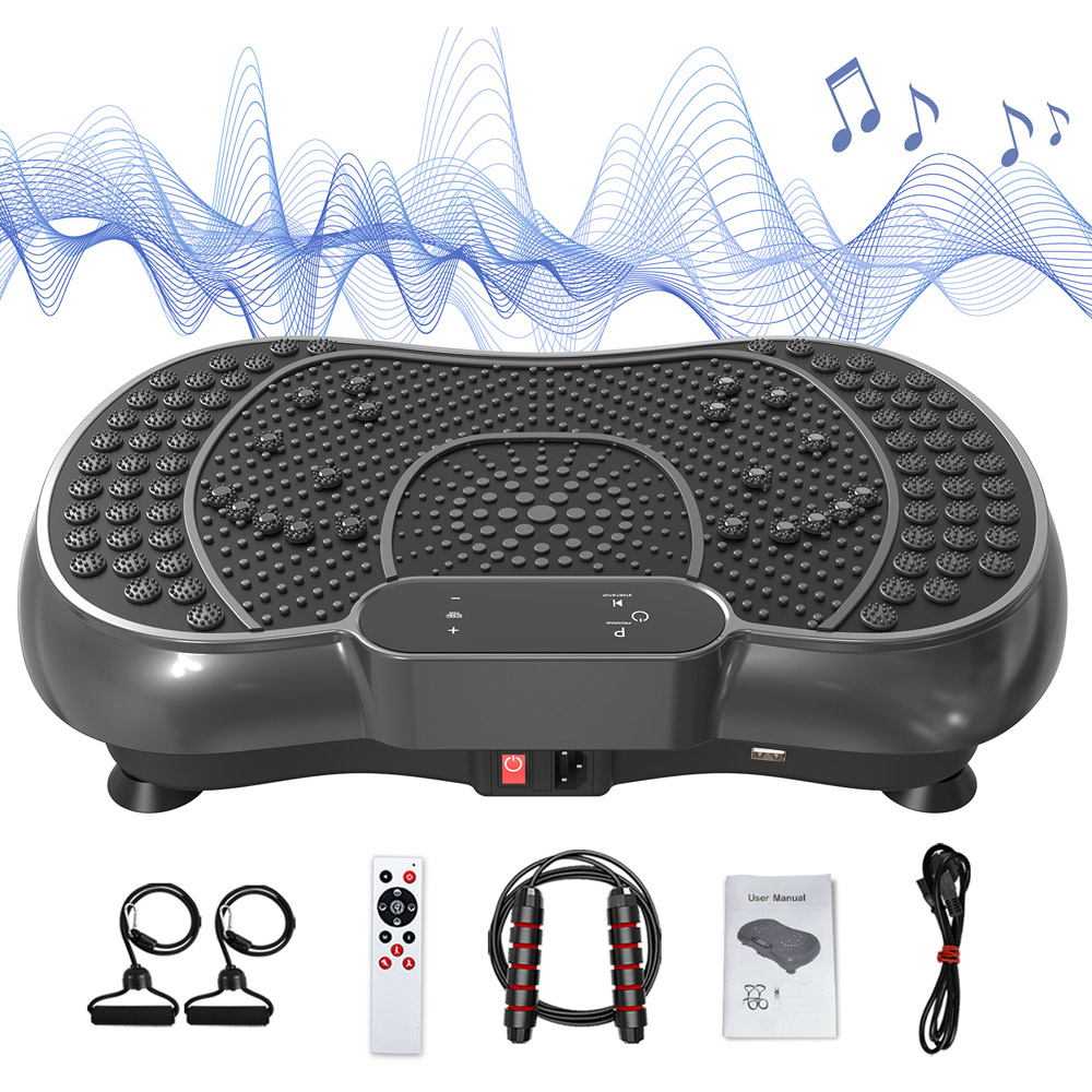 Rattrix Black Vibration Plate Exercise Machine with Bluetooth Speaker and LED Display Image 2