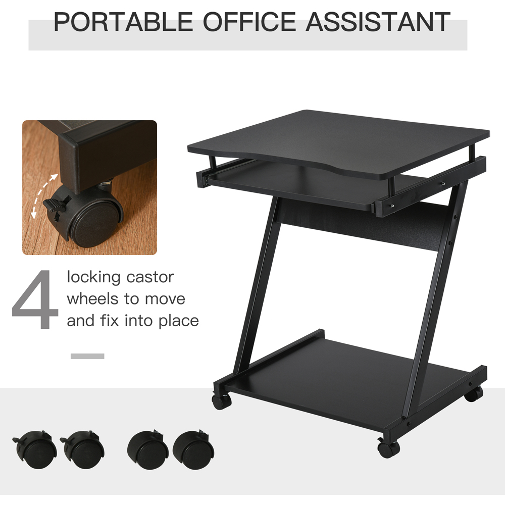 Portland Single Shelf Movable Computer Desk with Sliding Keyboard Tray Black Image 7