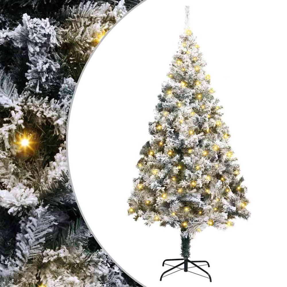 vidaXL Pre-Lit White Artificial Christmas Tree 6ft Image 2