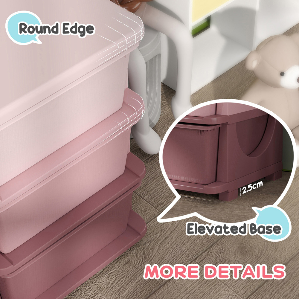 HOMCOM 9 Drawer Pink Kids Chest of Drawers Image 7