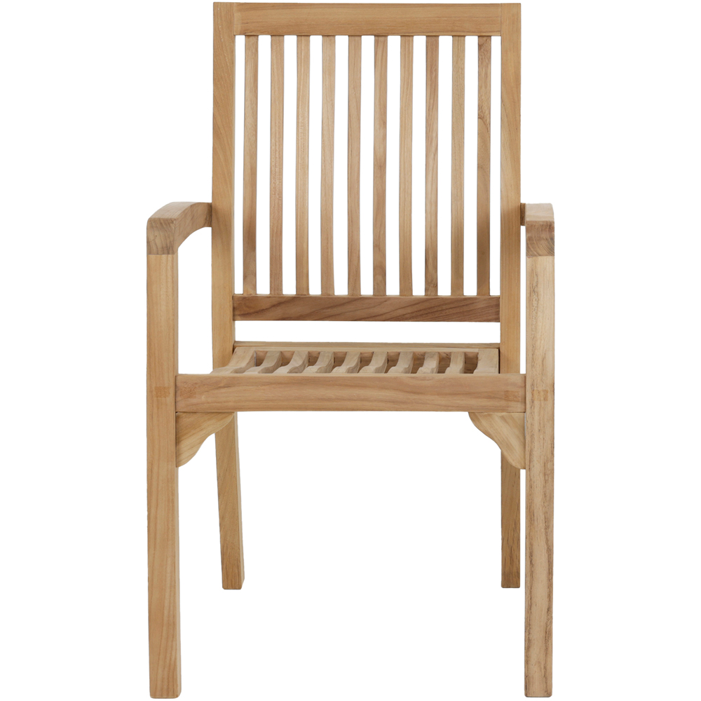 Charles Bentley Set of 2 Teak Wood Slatted Stacking Garden Dining Chair Image 5