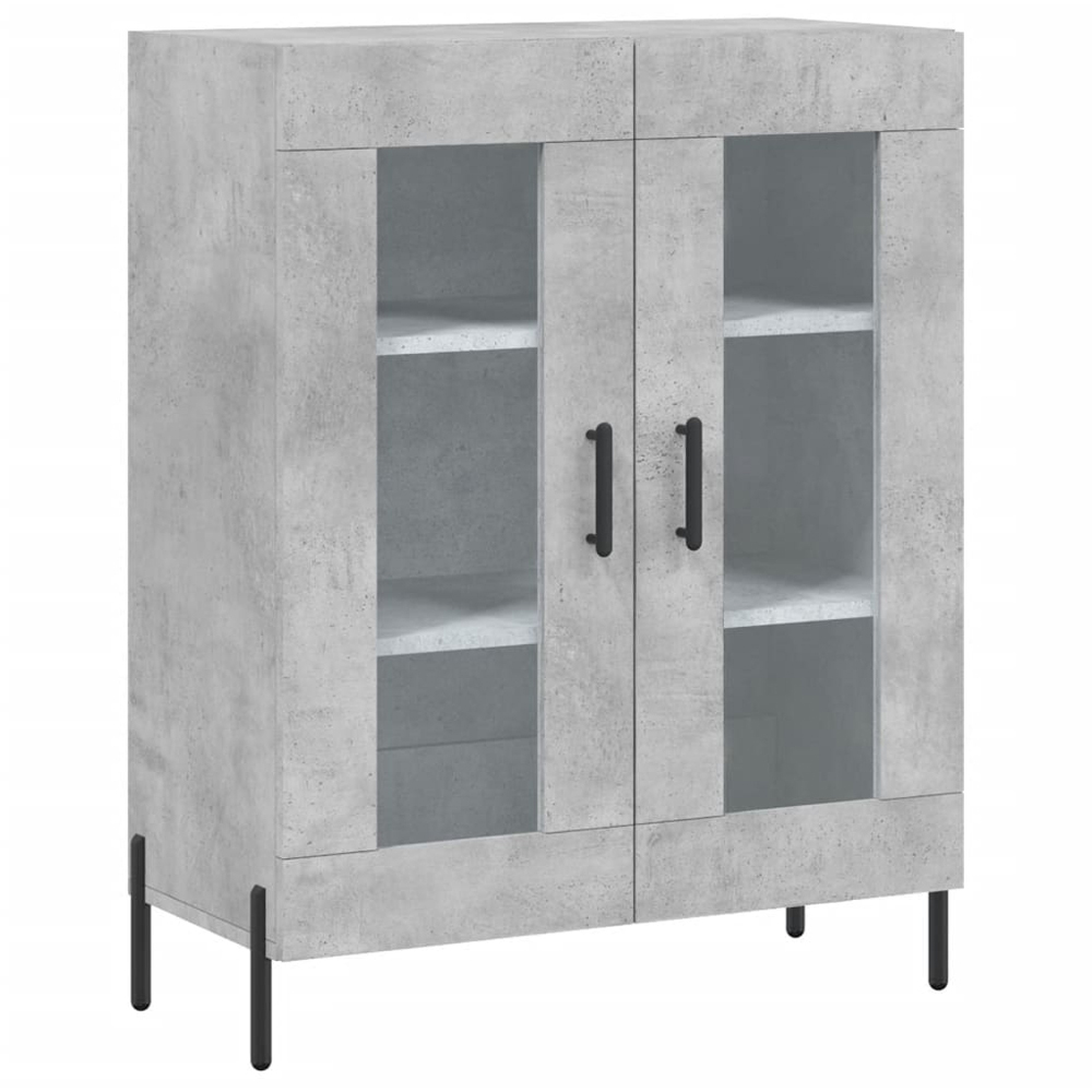 vidaXL 4 Glass Door Concrete Grey Highboard Image 7