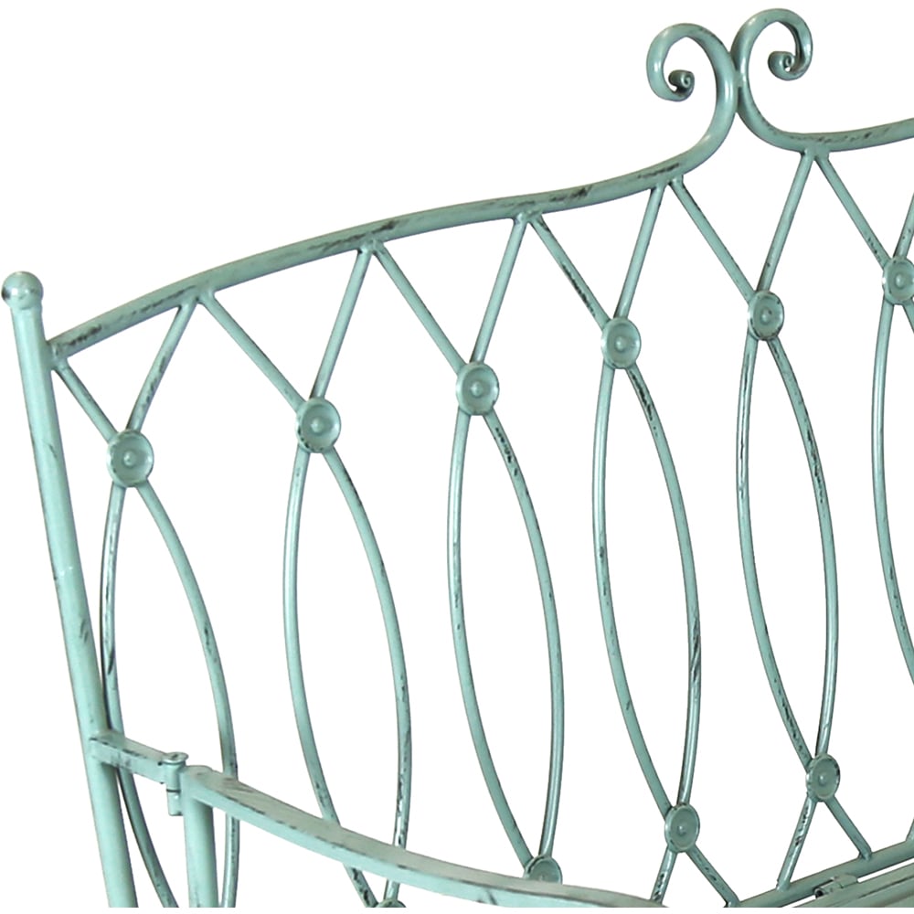Charles Bentley Wrought Iron Bench Sage Green Image 4