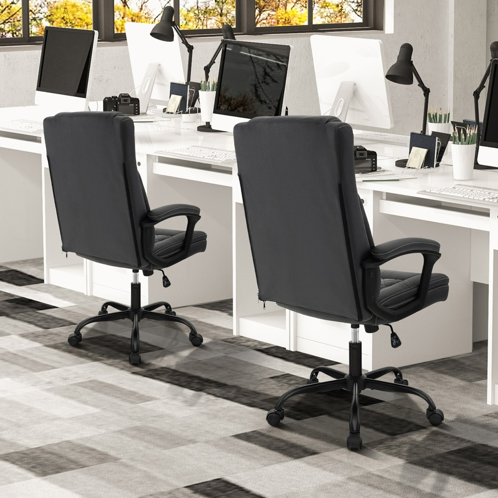 Costway Black Padded Armrests Swivel Office Chair Image 3