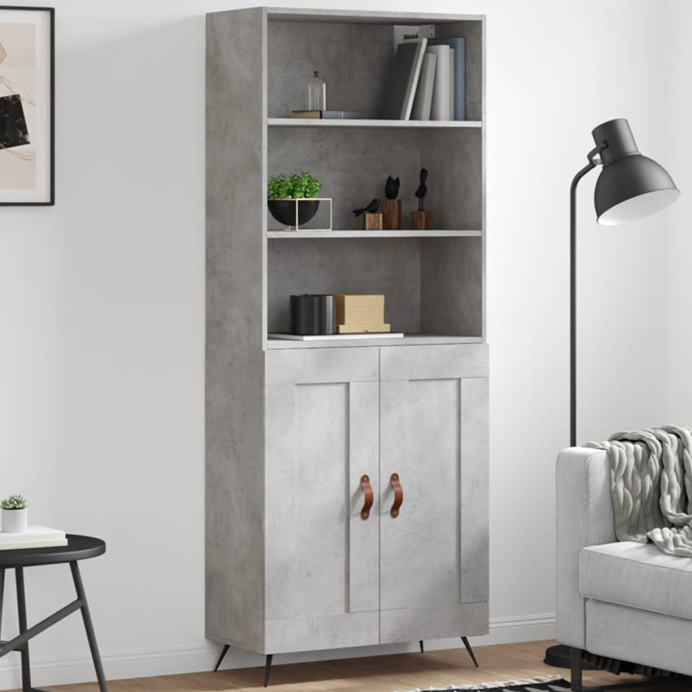 vidaXL 2 Door 3 Shelf Concrete Grey Tall Highboard Image 1