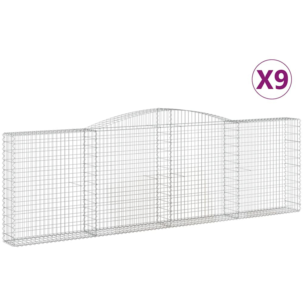 vidaXL Silver Galvanised Iron Arched Gabion Basket 400 x 30 x 120/140cm 9 Pack Image 4