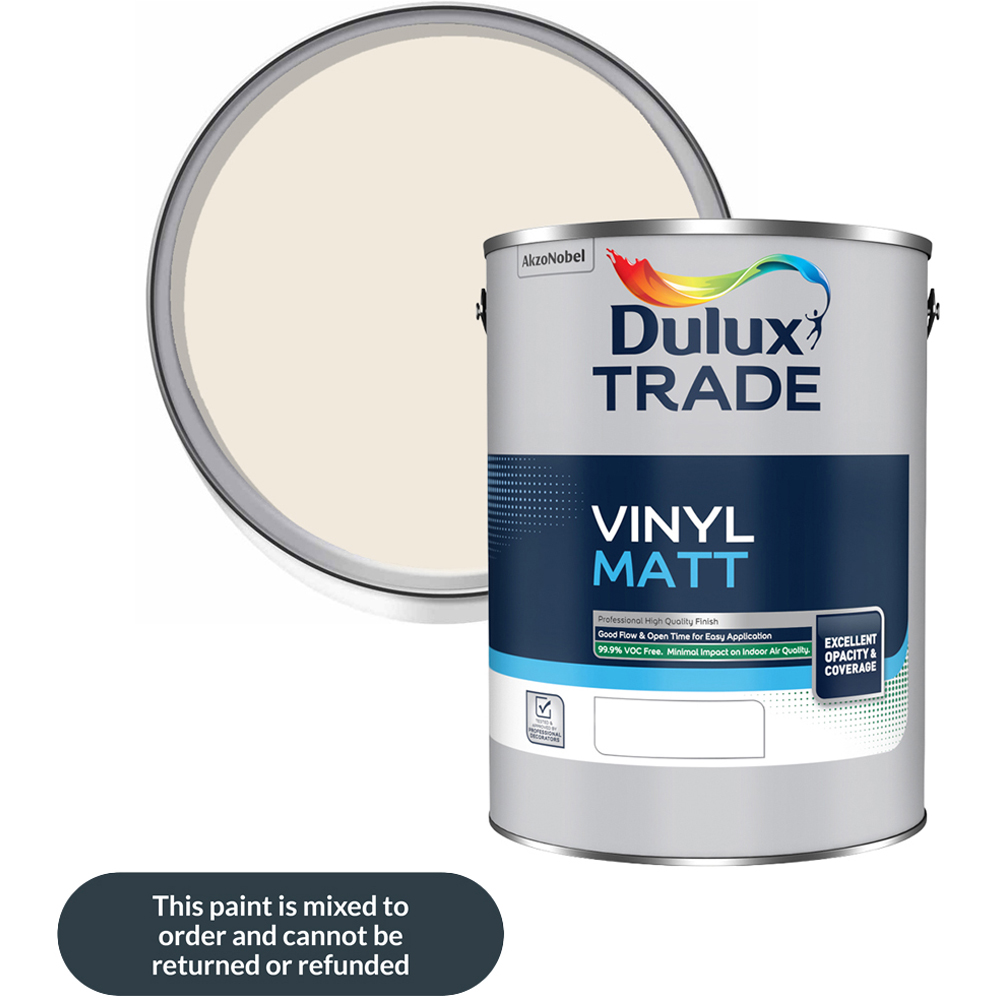 Dulux Trade Vanilla White Walls and Ceilings Vinyl Matt Paint 5L Image 1